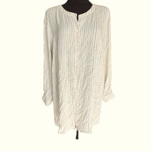 EILEEN FISCHER WOMAN 100% SILK TUNIC LENGTH SHIRT SIZE 1X